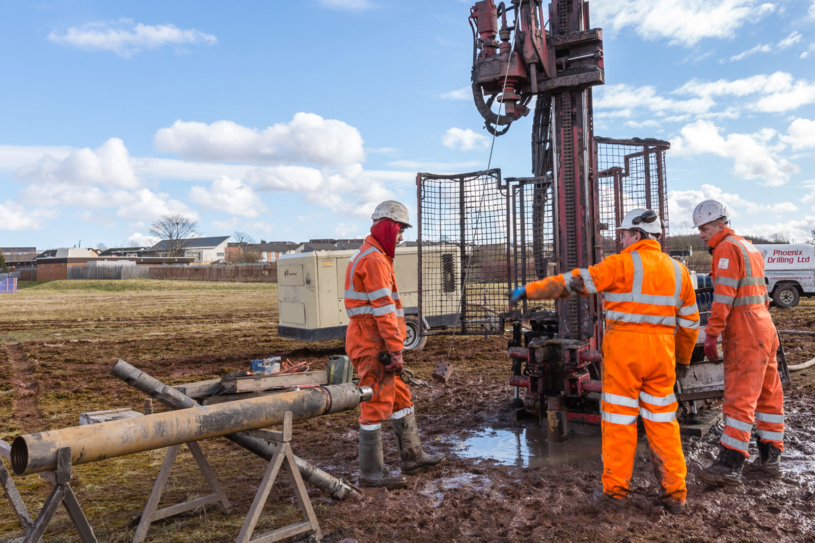 Borehole drilling rig operating in Hounslow